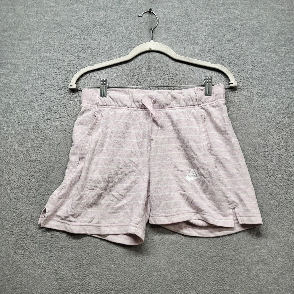 Nike Women Activewear Shorts XL Light Pink Striped‎ Logo 4.5